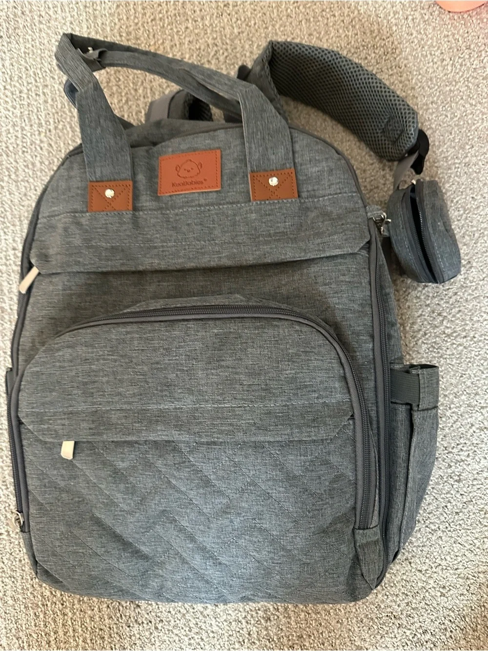 Gray Quilted Diaper bag